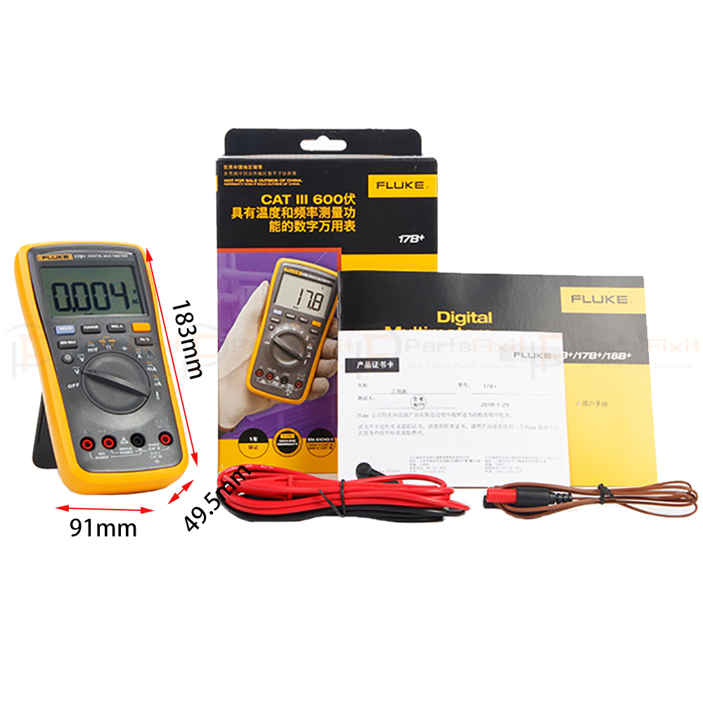 Fluke 17B+ Digital Multimeter Auto Range for AC/DC Voltage Resistance